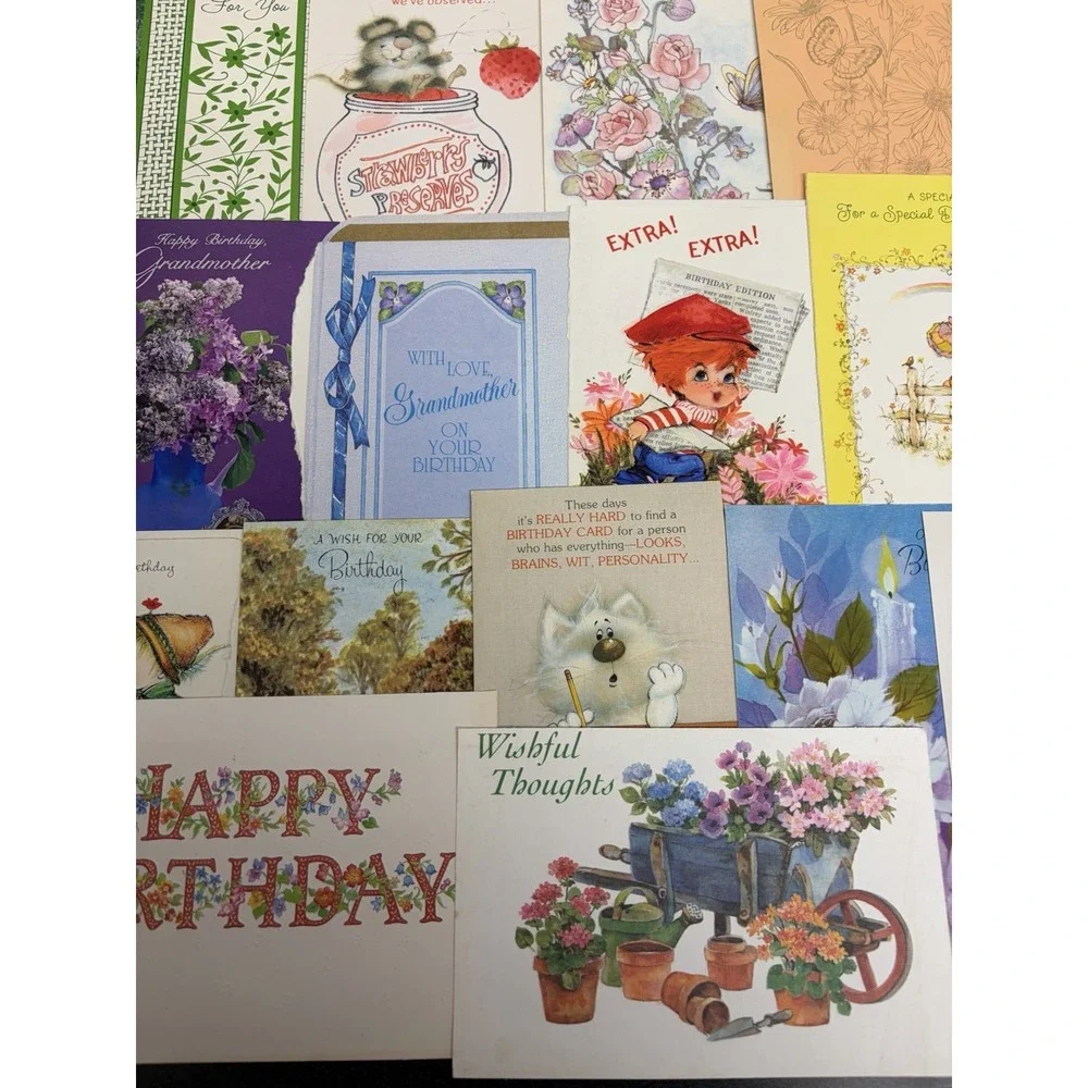 Vintage Birthday Cards Some Fronts ONLY Scrapbooking Crafts Decoupage Lot of 50+